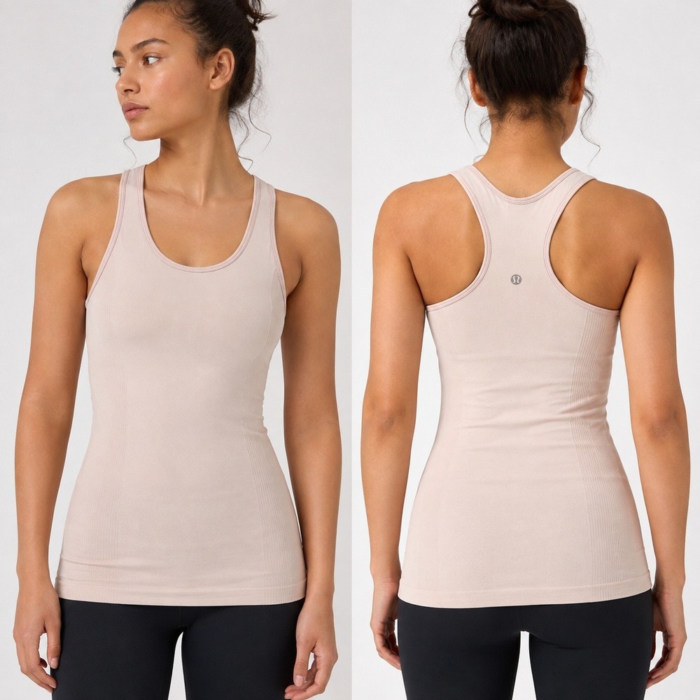 Lululemon Swiftly Tech Racerback Tank Top Pink Beige Athletic Workout Sz 6